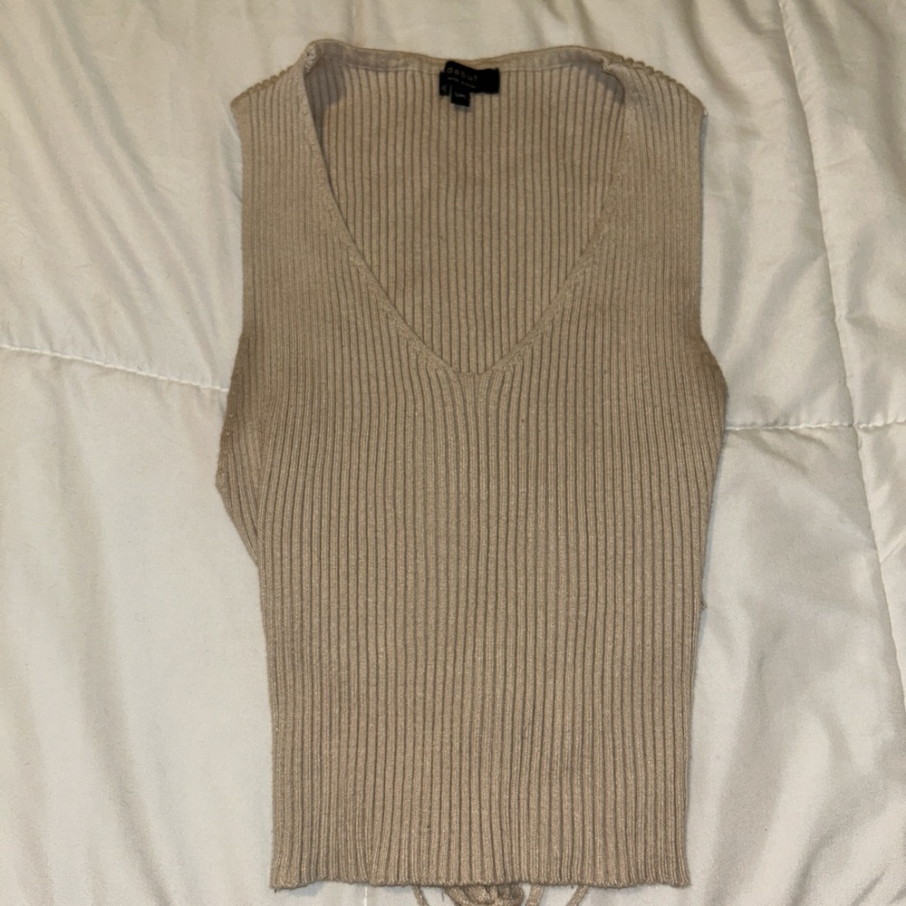 light brown/creme v-neck tank top with cross cross back !!